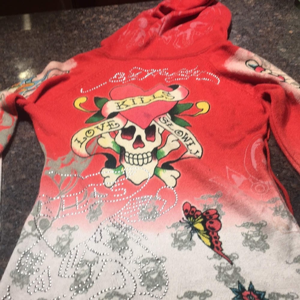 Ed Hardy Love Kills Slowly Tattoo Pullover Sweater
